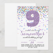 9e verjaardag van de uitnodiging tot Confetti van  (Voorkant / Achterkant)