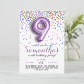 9e verjaardag van de uitnodiging tot Confetti van  (Staand voorkant)