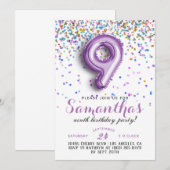 9e verjaardag van de uitnodiging tot Confetti van  (Voorkant / Achterkant)