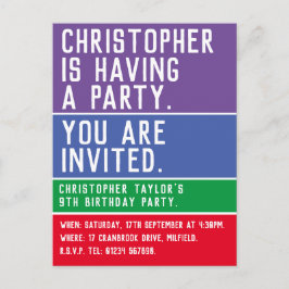 9e verjaardag van de uitnodiging van het kind