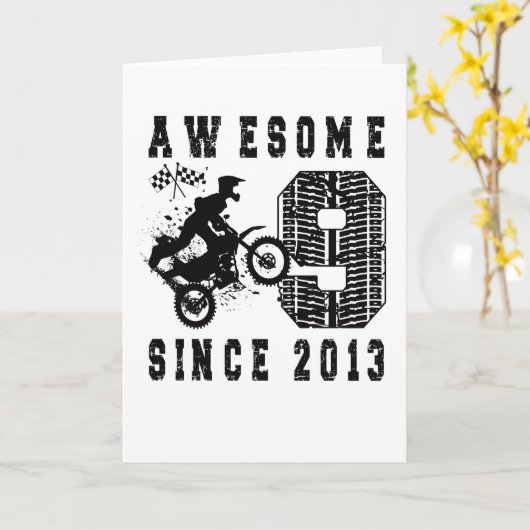 9e verjaardag van Gift Dirt Bike Boy geboren in 20 Kaart (Gele Bloem)