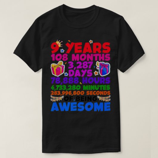 9e verjaardag van het cadeautje voor meisjes van 9 t-shirt (Design voorkant)
