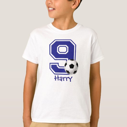 9e verjaardag van het jongetje voetbal gepersonali t-shirt (Voorkant)