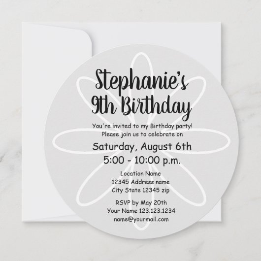 9e verjaardag van het meisjesfeest roze flytische  kaart (Achterkant)