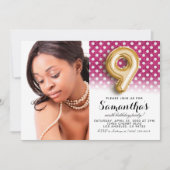 9e verjaardag van het poolkadot-portret kaart (Voorkant)