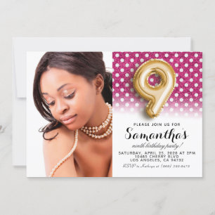 9e verjaardag van het poolkadot-portret kaart