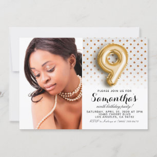 9e verjaardag van het poolkadot-portret kaart