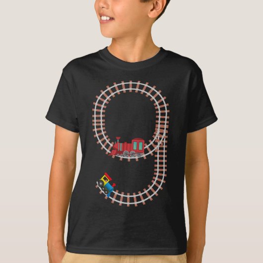 9e verjaardag van het thema "Train 9 jaar oude jon T-shirt (Voorkant)