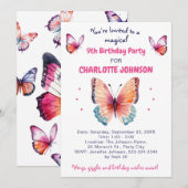 9e verjaardag voor meisje met mooie vlinders kaart (Voorkant / Achterkant)