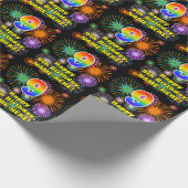 9e verjaardag: vuurwerk van de lont, regenboogblik cadeaupapier (Hoek)