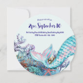 9e Verjaardag Waterverf Zeemeermin onder het Zee Kaart (Achterkant)