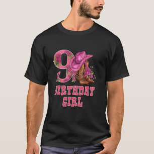 9e verjaardag western rodeo cowgirl negen 9 jaar o t-shirt