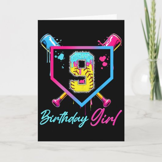 9e verjaardag Zachte Ijs Drip 9 Jaar Oude Verjaard Kaart (Voorkant)