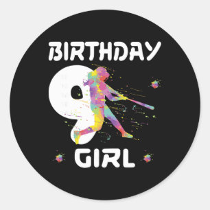 9e verjaardag Zachtjes Negen 9 Jaar Oude Meisje Ronde Sticker