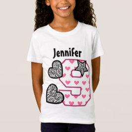 9e Verjaardag Zebra Hearts Negen Jaar Oud 10u T-shirt
