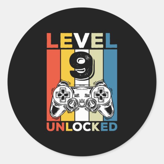 9e verjaardag zonder vergrendeling 9 gaming ronde sticker (Voorkant)