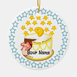 9e verjaardagsfeest Muis verjaardagsornamenten Keramisch Ornament