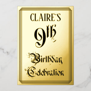 9e verjaardagsfeestje — Elegante script + aangepas Folie Uitnodiging