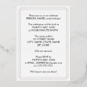9e verjaardagsfeestje — Elegante script + aangepas Folie Uitnodiging (Achterkant)