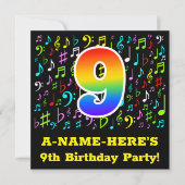 9e verjaardagsfeestje: Leuke muzieksymbolen, Rainb Kaart (Voorkant)