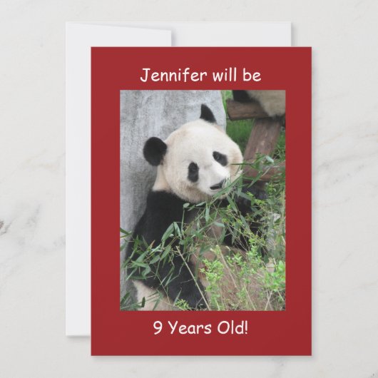 9e verjaardagsfeestje, naam, reuzenpanda's rood kaart (Voorkant)