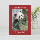 9e verjaardagsfeestje, naam, reuzenpanda's rood kaart (Staand voorkant)