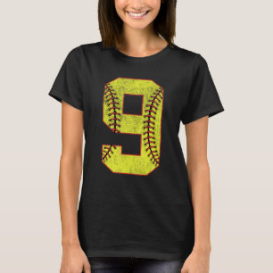 9e verjaardagsfeestje negen 9 jaar oud softbal bda t-shirt