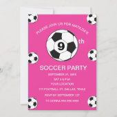 9e verjaardagsfeestje voetbal roze meisjes sport kaart (Voorkant)