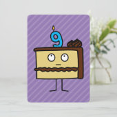 9e verjaardagstaart met kaarsen kaart (Staand voorkant)