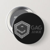 9gag junkie logo in kubus ronde button 7,6 cm (Voorkant /achterkant)