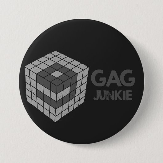 9gag junkie logo in kubus ronde button 7,6 cm (Voorkant)