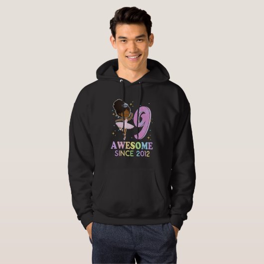 9th Bday Awesome Since 2012 Melanin Pride African  Hoodie (Voorkant volledig)