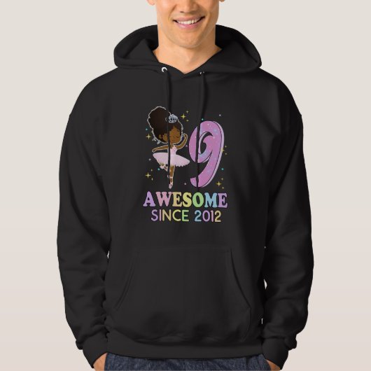 9th Bday Awesome Since 2012 Melanin Pride African  Hoodie (Voorkant)