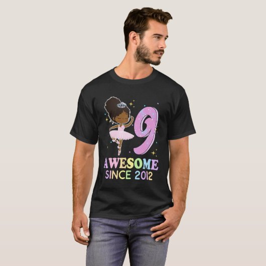 9th Bday Awesome Since 2012 Melanin Pride African  T-shirt (Voorkant volledig)