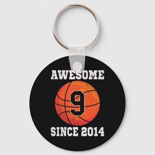 9th Birthday Basketbal Liefhebber 9 Jaar Oud Sleutelhanger (Voorkant)