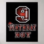 9th Birthday Boy 9 Years Old Football Lover Theme Poster (Voorkant)