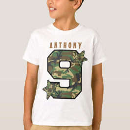 9th Birthday Boy Camo en Stars Custom Name V01J T-shirt