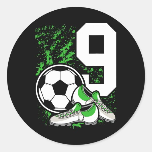 9th Birthday Boys 9 Years Soccer FC Ronde Sticker (Voorkant)