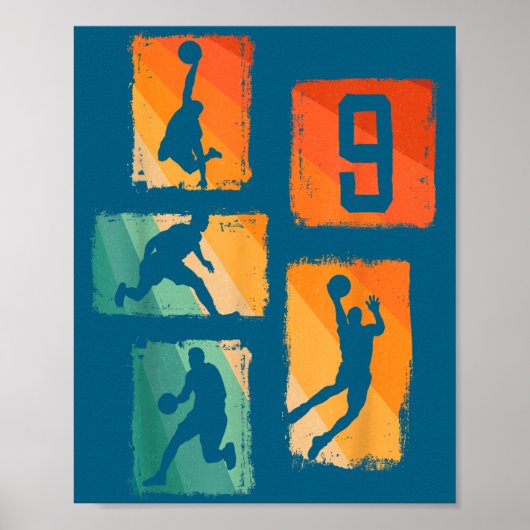 9th Birthday Boys Basketball Player Basketball 9 Y Poster (Voorkant)