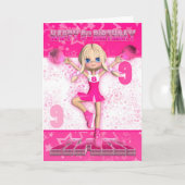 9th Birthday Cheerleader Dancing, Stars In Pinks Kaart (Voorkant)