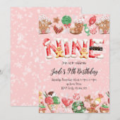 9th Birthday Christmas Party Invitation Kaart (Voorkant / Achterkant)