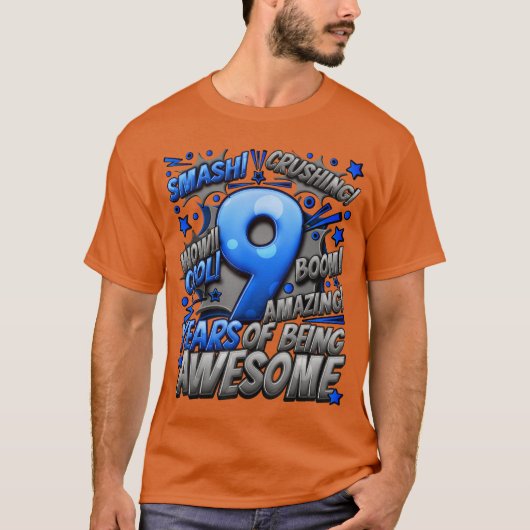 9th Birthday Comic Style Awesome Since 2014 9 Year T-shirt (Voorkant)
