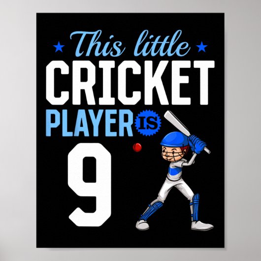 9th Birthday Cricket Player  Poster (Voorkant)