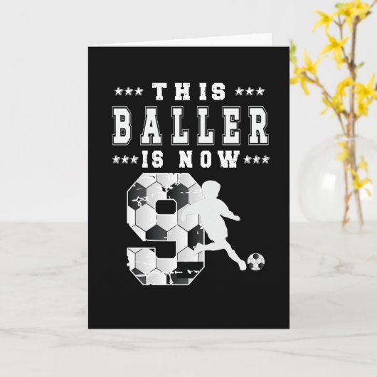 9th Birthday Gift Soccer Player 9 Year Old Boy Kaart (Gele Bloem)