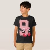 9th Birthday Girl Cherry Coquette Bow 9 Year Old G T-shirt (Voorkant volledig)