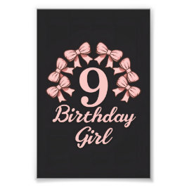 9th Birthday Girl Foto Afdruk