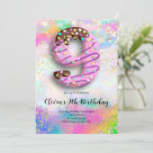 9th Birthday Girls Invitation Kaart (Staand voorkant)