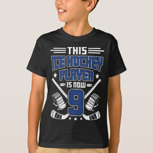 9th Birthday Ice Hockey Boy Nine Year Old Ice Hock T-shirt (Voorkant)