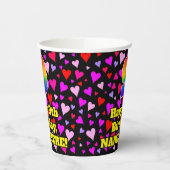 9th Birthday: Loving Hearts Pattern, Rainbow 9 Papieren Bekers (Links)