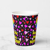 9th Birthday: Loving Hearts Pattern, Rainbow 9 Papieren Bekers (Rechts)